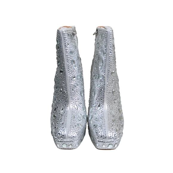 Jessica Simpson Womens 9.5 Dollyi Crystal Embellished Bootie Silver NEW - Picture 3 of 10